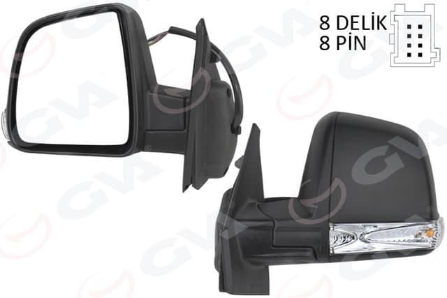 GVA DIŞ DİKİZ AYNASI ELEKTRİKLİ SOL DOBLO III 2011 MD. SİNYALLİ KATLANIR / POWER FLOK DESENLİ 8 FİŞ 735645708 OEM: 735645708 - GVA 1029113 kodlu oto yedek parça