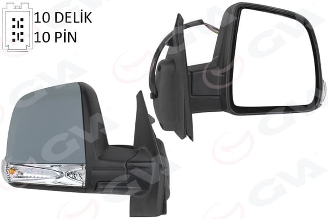 GVA DIŞ DİKİZ AYNASI ELEKTRİKLİ SAĞ DOBLO III 2011 MD. SİNYALLİ KATLANIR / POWER FLOK ASTARLI 10 FİŞ 735645699 OEM: 735645699 - GVA 1029114 kodlu oto yedek parça