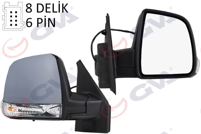 GVA DIŞ DİKİZ AYNASI SAĞ DOBLO 11 ELEKTRİKLİ SİNYALLİ ASTARLI TEK CAMLI KONVEKS 6 FİŞ VM-668EHPR 735528040 OEM: 735528040 - GVA 1029172 kodlu oto yedek parça
