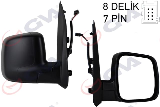 GVA DIŞ DİKİZ AYNASI SAĞ FIORINO-BIPPER-NEMO 07 ELEKTRİKLİ ISITMALI SENSÖRLÜ KONVEKS 7 FİŞ VM-6115EHSR OEM: 735460567-8153.VH - GVA 1029330 kodlu oto yedek parça