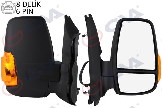 GVA DIŞ DİKİZ AYNASI SAĞ TRANSIT V363 14 KISA KOL-KATLANMAZ ELEKTRİKLİ ISITMALI SARI SİNYALLİ DESENLİ KONVEKS 6 FİŞ VM-6329NEHR OEM: BK3117682NF5JA6-1911125-1932576 - GVA 1032110 kodlu oto yedek parça