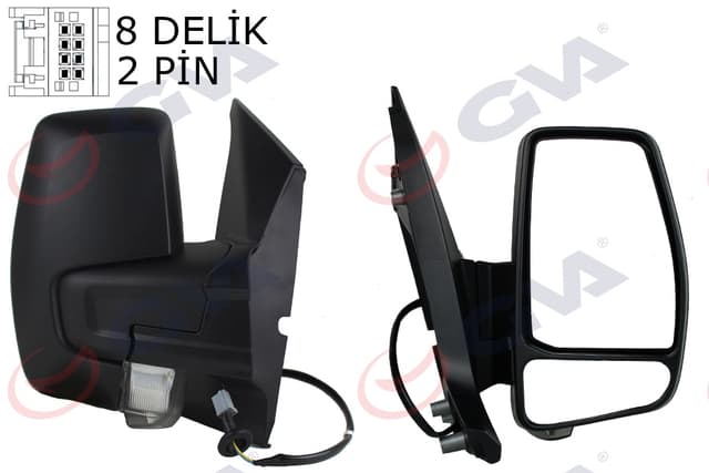 GVA DIŞ DİKİZ AYNASI SAĞ TRANSİT CUSTOM V362 12 MEKANİK DESENLİ SİNYALLİ KONVEKS VM-6325R 1766579-682BL5JA6 OEM: 1766584-2013054-2123243 - GVA 1032210 kodlu oto yedek parça