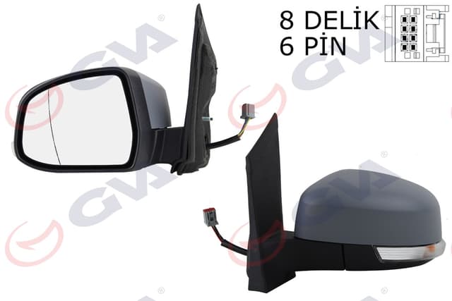 GVA DIŞ DİKİZ AYNASI SOL FOCUS 08 ELEKTRİKLİ ISITMALI SİNYALLİ ASTARLI ASFERİK 6 FİŞ VM-6304EHPAL OEM: 8M5117683YF-8M5117683YC-1728324 - GVA 1035179 kodlu oto yedek parça