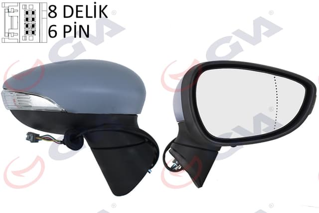 GVA DIŞ DİKİZ AYNASI SAĞ FIESTA 08 14 ELEKTRİKLİ ISITMALI SİNYALLİ ASTARLI 6 FİŞ VM-6313EHPAR 8A6117682FJ5YYW-1753801 OEM: 8A6117682FJ5YYW-1753801 - GVA 1037170 kodlu oto yedek parça