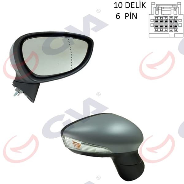 GVA DIŞ DİKİZ AYNASI SOL FIESTA 12 17 ELEKTRİKLİ ISITMALI SİNYALLİ ASTARLI ASFERİK 6 FİŞ VM-6326EHPAL C1BB17683DD-1799162 OEM: C1BB17683DD-1799162 - GVA 1037236 kodlu oto yedek parça