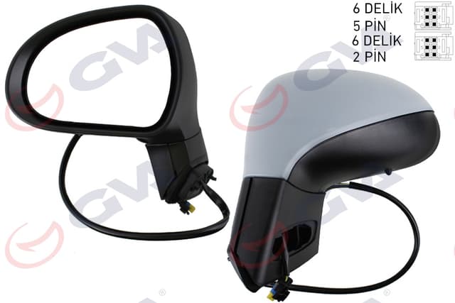 GVA DIŞ DİKİZ AYNASI SOL 207 06 ELEKTRİKLİ ISITMALI SİNYALLİ ASTARLI KONVEKS VM-6207EHPL OEM: 8149.ZG-8153AX - GVA 1043261 kodlu oto yedek parça