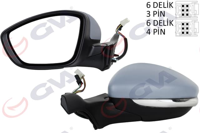 GVA DIŞ DİKİZ AYNASI SOL P2008-P208 13 ELEKTRİKLİ ISITMALI SİNYALLİ ASTARLI KONVEKS VM-509EHPL 1607511380-1611240280 OEM: 1607511380-1611240280 - GVA 1043286 kodlu oto yedek parça