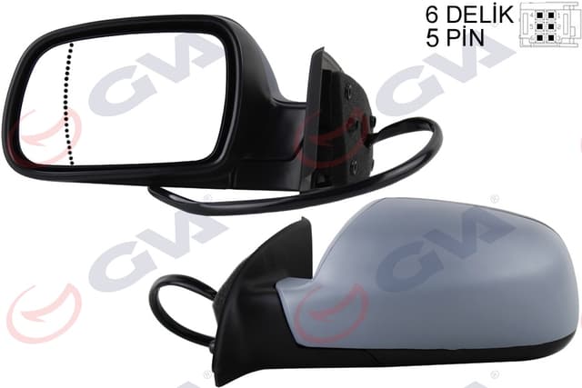 GVA DIŞ DİKİZ AYNASI SOL 307 02 ELEKTRİKLİ ISITMALI ASTARLI ASFERİK 5 FİŞ VM-207EHPAL OEM: 8149.AW-8152.57-8152.75 - GVA 1043311 kodlu oto yedek parça