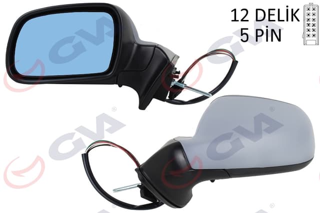 GVA DIŞ DİKİZ AYNASI SOL 407 05 ELEKTRİKLİ ISITMALI MAVİ CAM ASTARLI KONVEKS 5 FİŞ VM-204EHPL OEM: 8149.VF - GVA 1043431 kodlu oto yedek parça