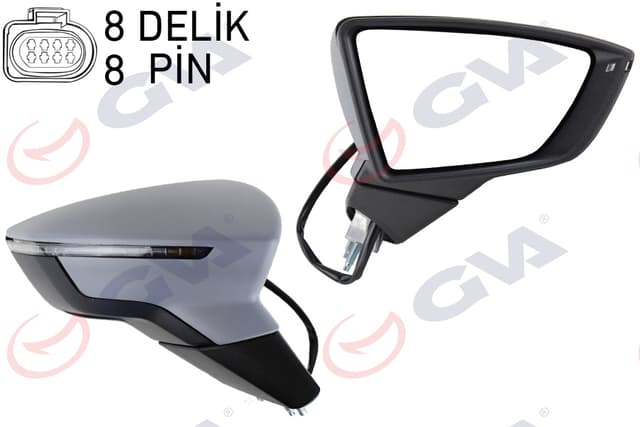 GVA DIŞ DİKİZ AYNASI SAĞ LEON 12 ELEKTRİKLİ KATLANIR ISITMALI SENSÖRLÜ SİNYALLİ ASTARLI KONVEKS VM-367EBR 5F1857508P OEM: 5F1857508P - GVA 1061614 kodlu oto yedek parça