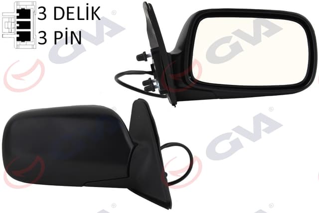 GVA DIŞ DİKİZ AYNASI SAĞ COROLLA 97 ELEKTRİKLİ ISITMALI KONVEKS 3 FİŞ VM-278ER - GVA 1071115 kodlu oto yedek parça