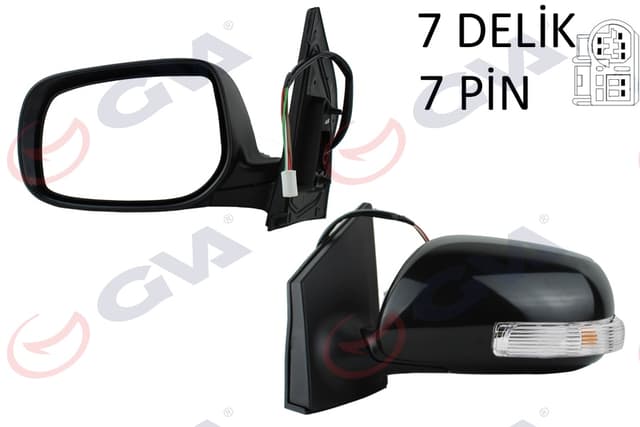 GVA DIŞ DİKİZ AYNASI SOL COROLLA 08 ELEKTRİKLİ ISITMALI KATLANIR SİNYALLİ ASTARLI KONVEKS 7 FİŞ VM-6263EBL OEM: 8794002780 - GVA 1071132 kodlu oto yedek parça