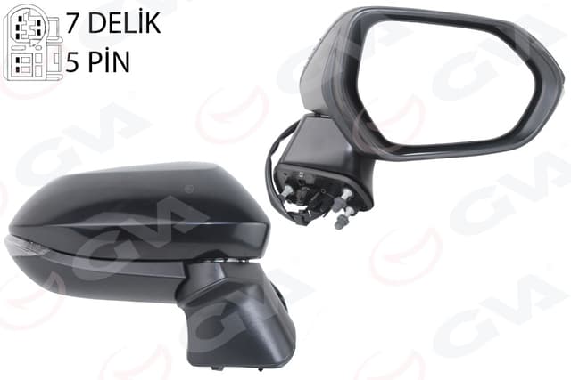 GVA DIŞ DİKİZ AYNASI SAĞ ELEKTİKLİ SİNYALLİ KONV SİYAH 5 PİN Lİ TOYOTA COROLLA 19- 8791002924 OEM: 8791002924 - GVA 1071144 kodlu oto yedek parça