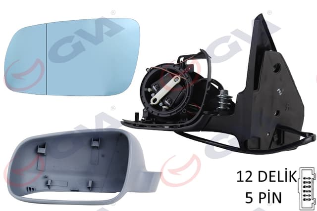 GVA DIŞ DİKİZ AYNASI SOL GOLF-BORA 98 ELEKTRİKLİ ASTARLI KONVEKS 5 FİŞ VM-188AL OEM: 1J1857507D01C-3B1857537B-1J1857507D - GVA 1075226 kodlu oto yedek parça