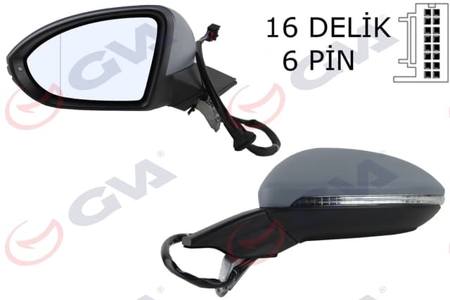 GVA DIŞ DİKİZ AYNASI SOL GOLF 13 ELEKTRİKLİ ISITMALI SİNYALLİ ASTARLI ASFERİK 6 FİŞ VM-6187EHPAL 5G1857507AF9B9-5G0857537CGRU OEM: 5G1857507AF9B9-5G0857537CGRU - GVA 1075261 kodlu oto yedek parça