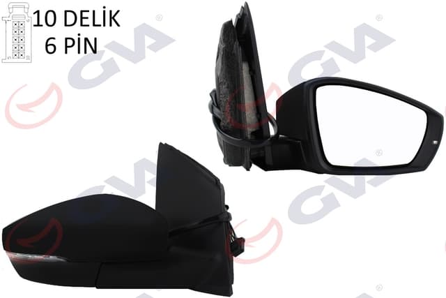 GVA DIŞ DİKİZ AYNASI SAĞ POLO 09 ELEKTRİKLİ ISITMALI SİNYALLİ ASFERİK 6 FİŞ VM-388NEHR 6R1857508K-6R1857508M OEM: 6R1857508K-6R1857508M - GVA 1075456 kodlu oto yedek parça