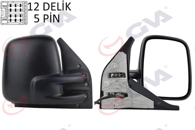 GVA DIŞ DİKİZ AYNASI SAĞ TRANSPORTER T5 CARAVELLE 04 ELEKTRİKLİ ISITMALI ASTARLI KONVEKS 5 FİŞ VM-373EHPR OEM: 7H1857508A9B9-7E1857522A - GVA 1075527 kodlu oto yedek parça