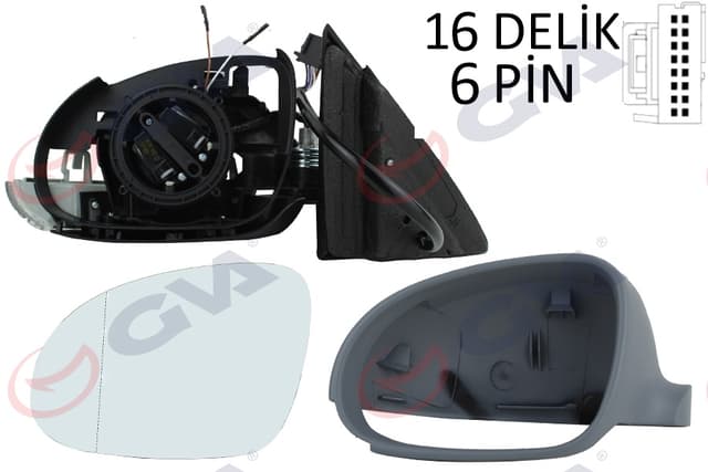 GVA DIŞ DİKİZ AYNASI SOL JETTA 04 GOLF V 05 ELEKTRİKLİ ISITMALI SİNYALLİ ASTARLI ASFERİK 7 FİŞ VM-381EHPAL 1K1857502AR9B9-1K1857507BG OEM: 1K1857502AR9B9-1K1857507BG - GVA 1075712 kodlu oto yedek parça