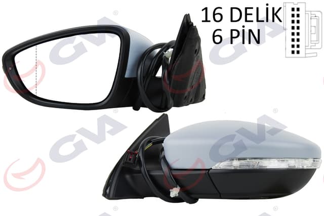 GVA DIŞ DİKİZ AYNASI SOL JETTA 11 ELEKTRİKLİ ISITMALI SİNYALLİ ASTARLI ASFERİK 7 FİŞ VM-6381EHPAL 5C7857507B OEM: 5C7857507B - GVA 1075721 kodlu oto yedek parça