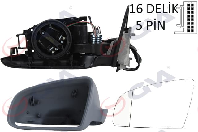 GVA DIŞ DİKİZ AYNASI SOL A3 03 ELEKTRİKLİ ISITMALI 3 KAPILI ASTARLI ASFERİKLI 5 FİŞ VM-011EHAL 8P1858531A01C OEM: 8P1858531A01C - GVA 1075955 kodlu oto yedek parça