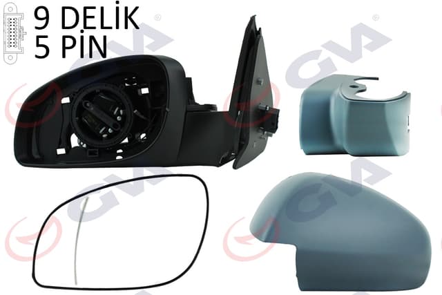 GVA DIŞ DİKİZ AYNASI SOL VECTRA C 03 ELEKTRİKLİ ISITMALI ASTARLI ASFERİK 5 FİŞ VM-966EHPAL OEM: 6428264-6428819 - GVA 1090336 kodlu oto yedek parça