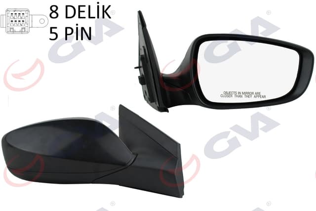GVA DIŞ DİKİZ AYNASI SAĞ BLUE 12 ELEKTRİKLİ ISITMALI SİYAH KAPAK KONVEKS 5 FİŞ VM-6451ER OEM: 876201R110 - GVA 1091134 kodlu oto yedek parça