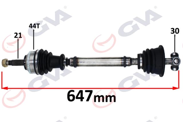 GVA KOMPLE AKS SOL MEGANE I 1.4/1.6 96-03 ABS Lİ 44DİŞ 647mm OEM: 7701352595-7701469374 - GVA 4411003 kodlu oto yedek parça
