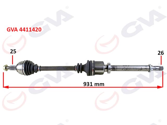GVA KOMPLE AKS SAĞ MEGANE 3-FLUENCE 1.5 DCİ 6 VİTES 09 931mm 8200725502-391000128R-8200896391 OEM: 8200725502-391000128R-8200896391 - GVA 4411420 kodlu oto yedek parça