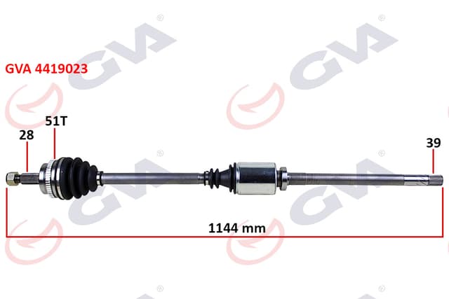 GVA KOMPLE AKS SAĞ MASTER 2 2.5 DCİ 98-10 ABS Lİ 51DİŞ 1144mm OEM: 8200499895-8200169288 - GVA 4419023 kodlu oto yedek parça