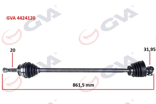GVA KOMPLE AKS SAĞ UNO 70 1.4i 94-00 861.5mm 7682656 OEM: 7682656 - GVA 4424120 kodlu oto yedek parça