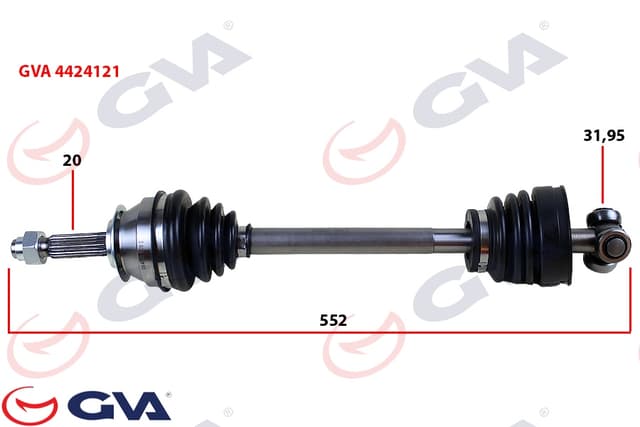 GVA KOMPLE AKS SOL UNO 70 1.4i 94-00 552mm 7637734 OEM: 7637734 - GVA 4424121 kodlu oto yedek parça