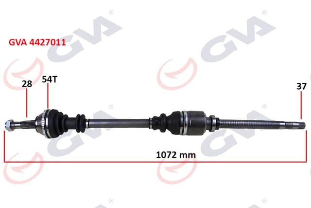 GVA KOMPLE AKS SAĞ DUCATO-BOXER-JUMPER 2.5 D 94-02 14Q ABS Lİ 54DİŞ 1072mm OEM: 3273.CJ-3273.Q5-3273.Q8-3273.Q9 - GVA 4427011 kodlu oto yedek parça