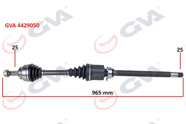 GVA KOMPLE AKS SAĞ MİLLİ DOBLO 1.6 MJT AT/MT 10- 965.5mm OEM: 51815194-51933669 - GVA 4429050 kodlu oto yedek parça