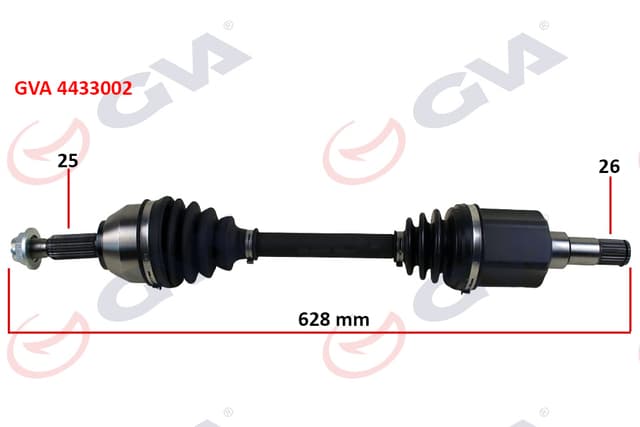 GVA ON AKS KOMPLE SOL TRANSIT CONNECT 1.8 TDCI 02>14 75PS 628mm OEM: 2T143B437CD-9T163B437AA - GVA 4433002 kodlu oto yedek parça