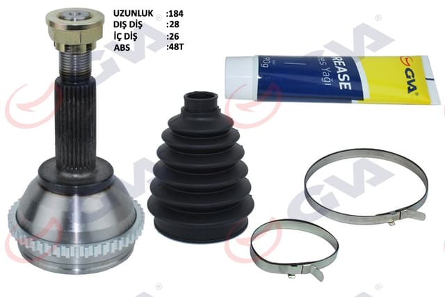 GVA AKS KAFASI DIŞ ÖN FORD TRANSİT 2.0 00-06 ABS Lİ 48DİŞ 28x26x57 184.5mm 4602019-4602016-1328359 OEM: 4602019-4602016-1328359 - GVA 4433130K kodlu oto yedek parça