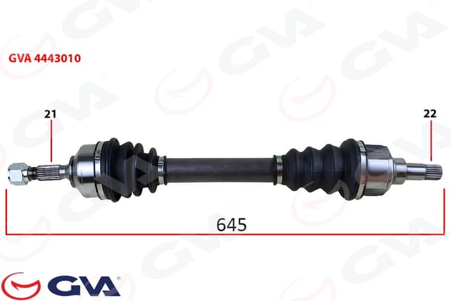 GVA KOMPLE AKS SOL PEUGEOT 206 1.4-1.6 TU5 98-06 645mm OEM: 3272.9E-3272.8E - GVA 4443010 kodlu oto yedek parça