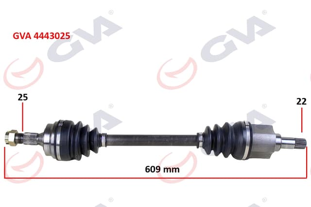 GVA KOMPLE AKS SOL PEUGEOT 306 1.6 93-00 609mm OEM: 3272.T3-3272.H7-3272.77 - GVA 4443025 kodlu oto yedek parça