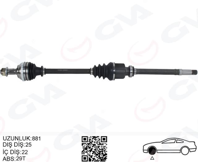 GVA KOMPLE AKS SAG ON PEUGEOT 306 7B.N3.N5 1.6i M-T ABSLI 29 DIS 93-02 OEM: 3273.R9-3273.25-3273.R8 - GVA 4443324 kodlu oto yedek parça