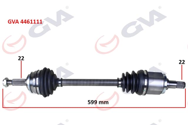 GVA KOMPLE AKS SOL SKODA FAVORIT 1.3 89-94 599.5mm OEM: 6U0407271F - GVA 4461111 kodlu oto yedek parça