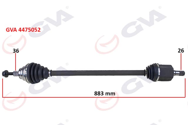 GVA KOMPLE AKS SAĞ GOLF VI 1.6i AUTO. 08-13 883mm 1K0407272FS-1K0407452QX OEM: 1K0407272FS-1K0407452QX - GVA 4475052 kodlu oto yedek parça