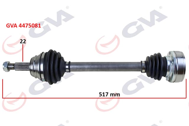 GVA KOMPLE AKS SOL POLO 1.6 94-99 517mm 6N0407271X-6N0407271 OEM: 6N0407271X-6N0407271 - GVA 4475081 kodlu oto yedek parça