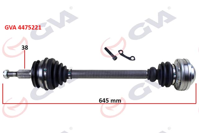 GVA KOMPLE AKS SOL TRANSPORTER T5 1.9 TDI 03-11 645mm AXB-AXC OEM: 7E0407271N-7H0407271AK-7H0407271E - GVA 4475221 kodlu oto yedek parça