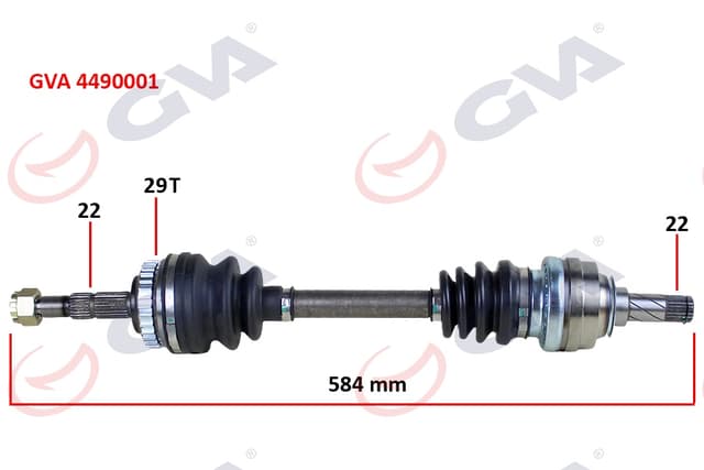 GVA KOMPLE AKS SOL ASTRA F-VECTRA A 1.4i-1.6 16V 92-98 ABS LI 29 DİŞ 584mm OEM: 374178-90350865-90444327 - GVA 4490001 kodlu oto yedek parça
