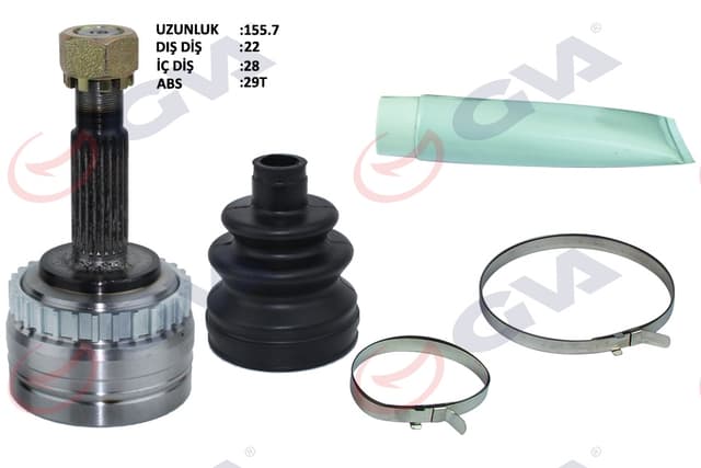 GVA AKS KAFASI DIŞ ÖN CORSA B 1.2i 16V 93-00 ABS Lİ 569mm 29DİŞ 22x28x52 155mm 26032411-374218 OEM: 26032411-374218 - GVA 4490010K kodlu oto yedek parça