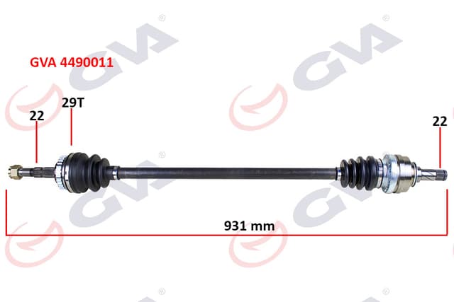GVA KOMPLE AKS SAĞ CORSA B 1.2i 16V 93-00 ABS Lİ 926mm 29DİŞ OEM: 374221-26029827-93192082 - GVA 4490011 kodlu oto yedek parça