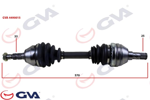 GVA KOMPLE AKS SOL ASTRA H 1.3 CDTI 04 570mm 374549 OEM: 374549 - GVA 4490015 kodlu oto yedek parça