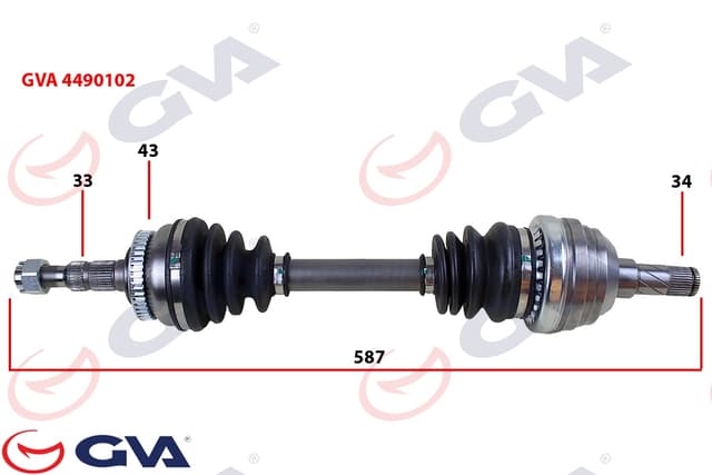 GVA KOMPLE AKS SOL VECTRA A 1.8-2.0 88-95 -ASTRA F 92-98 -CALIBRA A 89-97 ABS Lİ 43DİŞ 587mm OEM: 374145-374010-374766-9117957 - GVA 4490102 kodlu oto yedek parça