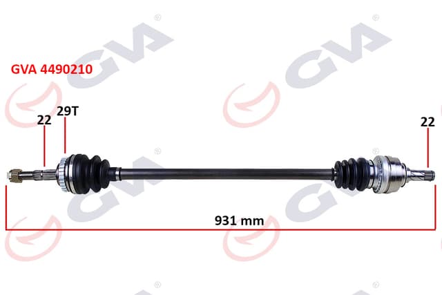 GVA KOMPLE AKS SAĞ CORSA C-COMBO 1.2-1.4 16V 1.3 CDTI-1.7DTI 00-06 29 DİŞ ABS Lİ 931mm OEM: 24427064-26095017-374370-374468 - GVA 4490210 kodlu oto yedek parça