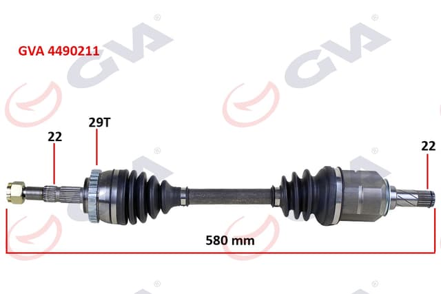 GVA KOMPLE AKS SOL CORSA C-COMBO 1.2-1.4 16V 1.3 CDTI-1.7DTI 00-06 29 DİŞ ABS Lİ 580mm OEM: 24427062-26094867-374371-374466 - GVA 4490211 kodlu oto yedek parça