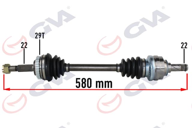 GVA KOMPLE AKS SOL OPEL-MERIVA A 1.6 03-10 ABS Lİ 29 DİŞ 580mm 374511-93299247-26111100 OEM: 374511-93299247-26111100 - GVA 4490911 kodlu oto yedek parça